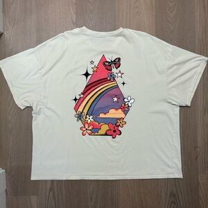 Volcom Oversized Boxy Graphic Butterfly Stone Boxy Tee One Size in Cream